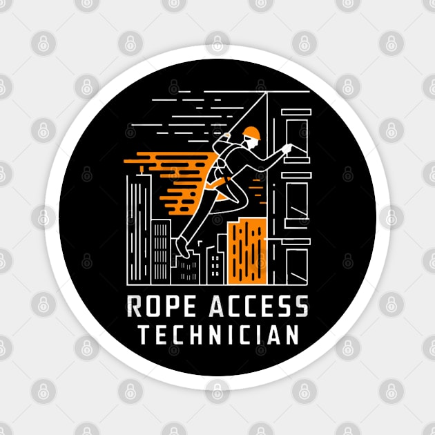 Rope Access Technician, Mastering Heights with Safety Magnet by Pixel Threads 